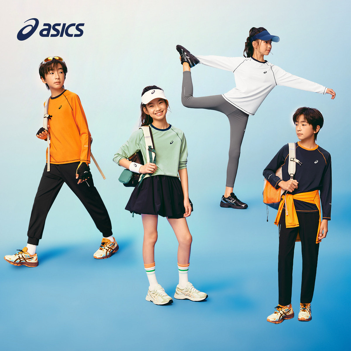 Asics/亚瑟士童装26年秋季新品女生吸湿速干收腰版型印花长袖T恤 干生实拍商品图