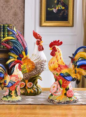 开业镇宅风水家居装饰陶瓷工艺品鸡新居客厅电视柜招财大公鸡摆件