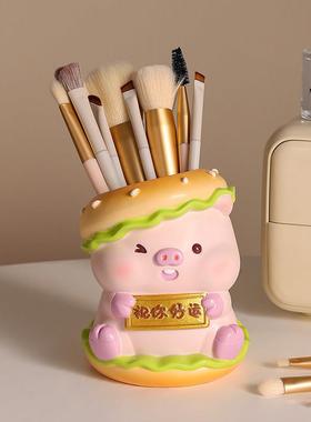可爱小猪笔筒收纳摆件情绪稳定办公桌面工位装饰品生日毕业礼物女