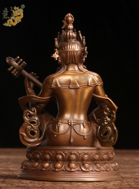 真古意 紫铜妙音佛母佛像摆件妙音天女菩萨居家随身供奉工艺礼品