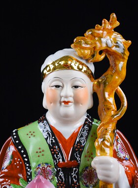 陶瓷土地公土地婆神像福德正神土地爷土地奶供奉家用镇宅佛像摆件