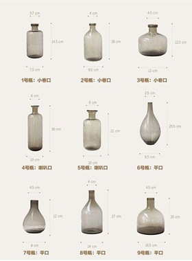 北欧简约复古透明浅咖啡气泡玻璃花瓶家居摆件拍摄道具