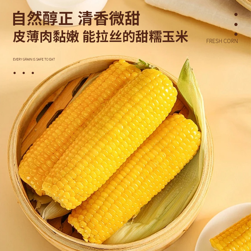 东北甜糯黄糯玉米黏糯拉丝香甜软糯到手8根1600g一件代发即食健康