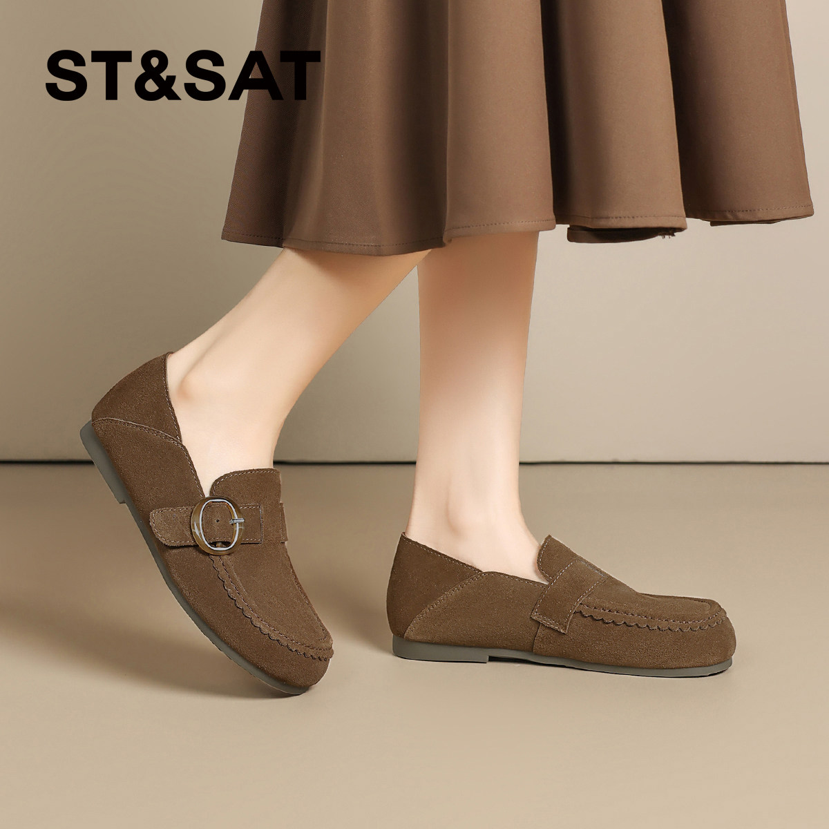 星期六复古真皮软底勃肯鞋女鞋子2026新款春季一脚蹬豆豆鞋单鞋子,淘宝优惠券,粉丝福利购,淘宝优惠卷