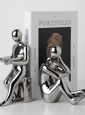 优选现代轻奢创意书档人物办公室摆件家居饰品客厅高档酒柜书柜装