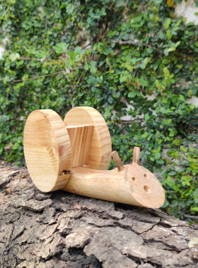 优选实木质动物蜗牛造型小花盆户外幼儿园桌面花园摆件森系装饰橱