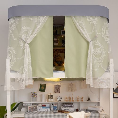 优选法式床帘宿舍u型双滑轨学生蚊帐上铺下铺强遮光男生女生寝室 - 图2