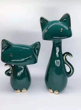 优选陶瓷兔子创意可爱客厅酒柜电视柜装饰品结婚礼物动物摆件三口