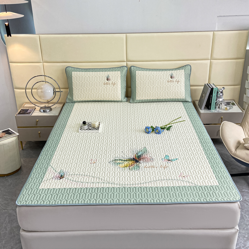 乳胶凉席床笠款冰丝凉席夏季床单款三件套可水洗冰丝席1.8母婴A类 - 图3