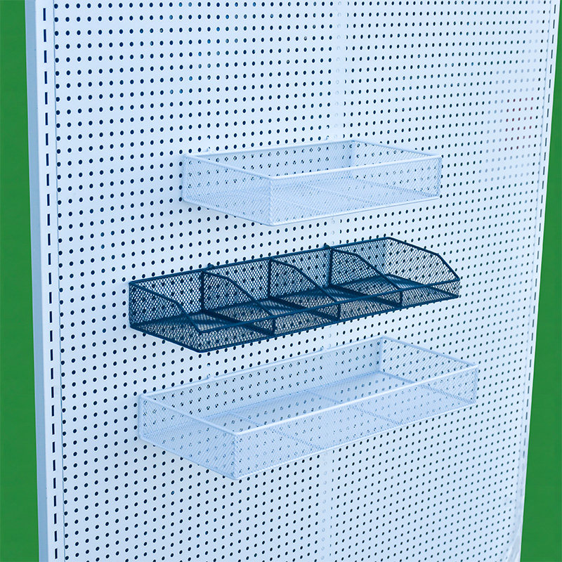 Perforated board hanging basket supermarket shelf oblique basket mesh frame porous board kitchen classification storage basket accessories mesh pocket iron basket