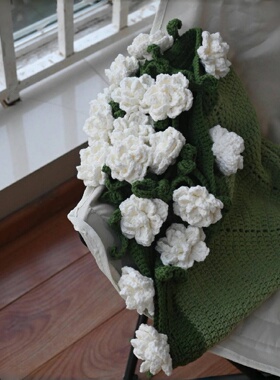 奶白绿色茉莉花毯材料包diy