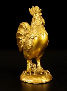纯铜鸡摆件铜公鸡金鸡大公鸡生肖鸡元宝鸡家居客厅工艺品桌面装饰