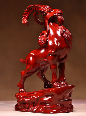 红花梨领头羊摆件十二生肖羊实木雕刻工艺品客厅装饰乔迁开业送礼