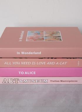 粉色系样板房简约装饰书 仿真道具书饰品摆件 样板间摆场陈列真书