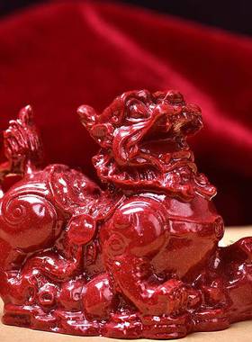 朱砂貔貅摆件公母一对天然紫金砂招财进宝神兽公司办公室客厅装饰