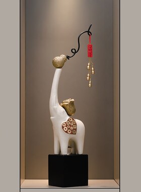 精选招财大象玄关壁龛入户装饰摆件高端大气家居客厅电视柜细高艺