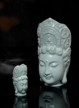 仁慈佑物汝窑佛头摆件景德镇汝瓷观音菩萨佛像陶瓷佛首覆古礼品