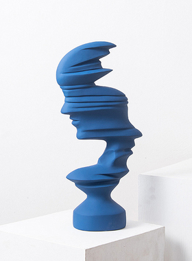 黑白哑光抽象人物摆件现代简约售楼部酒店玄关电视柜树脂大装饰品