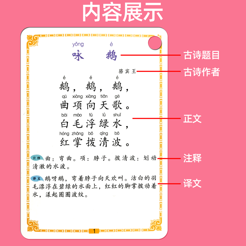 小学生必背古诗词卡片幼儿早教启蒙认知儿童背诵古诗卡识字人教版 - 图1