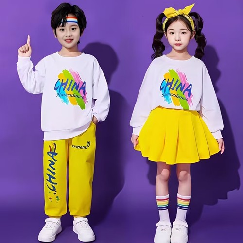 儿童啦啦队演出服装小学生运动会班服卫衣套装男女童大合唱表演服 - 图0