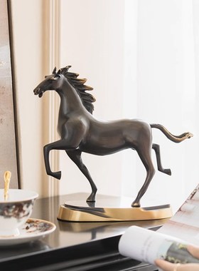 纯铜铜马马到成功领导办公室摆件客厅酒柜轻奢装饰品新居乔迁礼品
