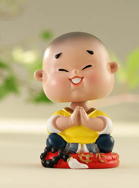 优选汽车摆件摇头公仔沙弥创意车内玩偶车载用品饰品可爱摇摆佛小