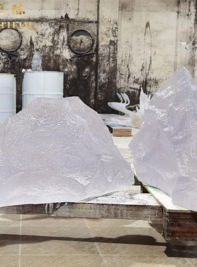 优选高端假山透明树脂艺术a摆件定制定做酒店大堂别墅山形大雕塑