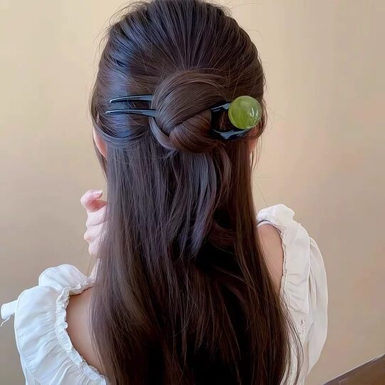 Retro U-shaped hairpin on the back of women's head, ball headband, hair artifact, elegant, high-end, simple hairpin, hairpin headgear
