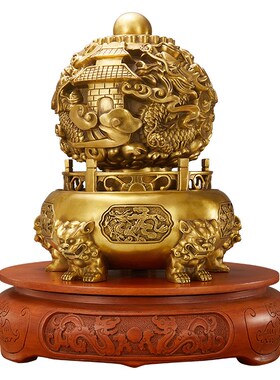 铜九转乾坤鼎摆件时来运转铜龙聚宝盆高档开业礼物搬家乔迁礼品