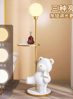 暴力熊卧室床头柜一体灯客厅沙发旁边几大型落地摆件家居装饰品