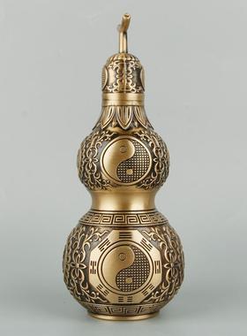 纯铜开 口铜葫芦镇宅八卦葫芦挂饰开 盖空心卧室家居装饰品福禄摆
