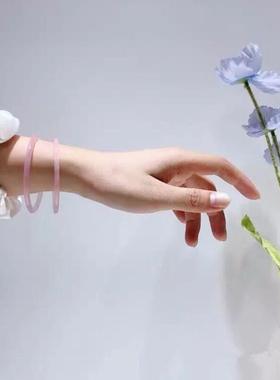 十里桃花叮当镯一步一响温柔粉手镯子铃铛镯琉璃彷玉汉服配件少女