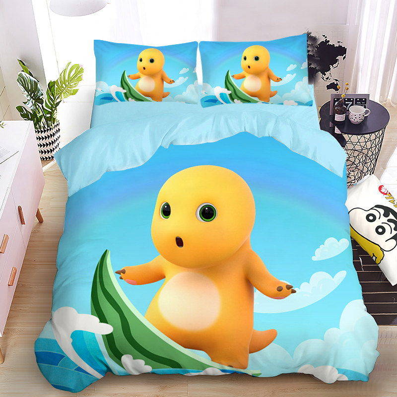 秋冬保暖卡通小七和奶龙床单被套四件套珊瑚绒儿童可爱单人三件式,淘宝优惠券,粉丝福利购,淘宝优惠卷