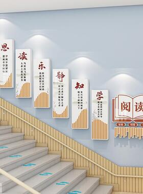 中国风国学图书馆阅读区布置班级文化墙装饰阅览室楼梯墙贴纸标语