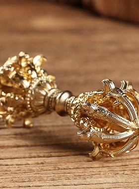 纯铜加厚九股金刚杵尼泊尔工艺品密宗法器雕刻莲花藏式降魔杵摆件