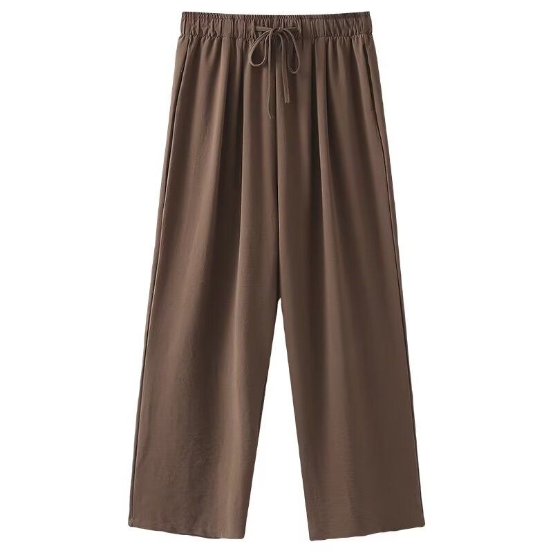 大码女装胖mm宽松显瘦垂感阔腿裤女夏季薄款松紧高腰直筒休闲裤子,淘宝优惠券,粉丝福利购,淘宝优惠卷