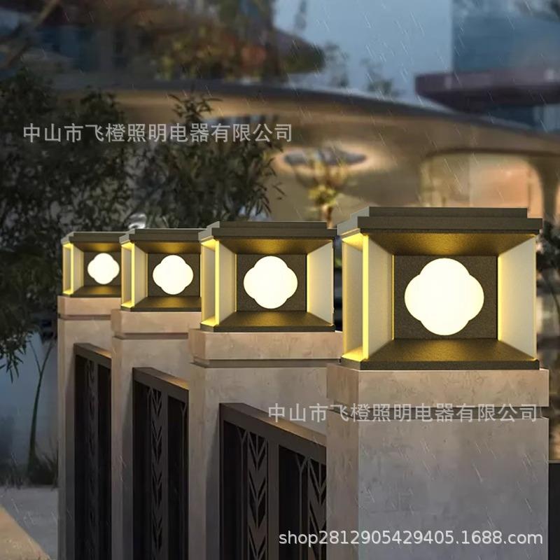 太阳能柱头灯新款户外庭院门柱灯别墅大门两侧柱子灯接电两用围墙 - 图2