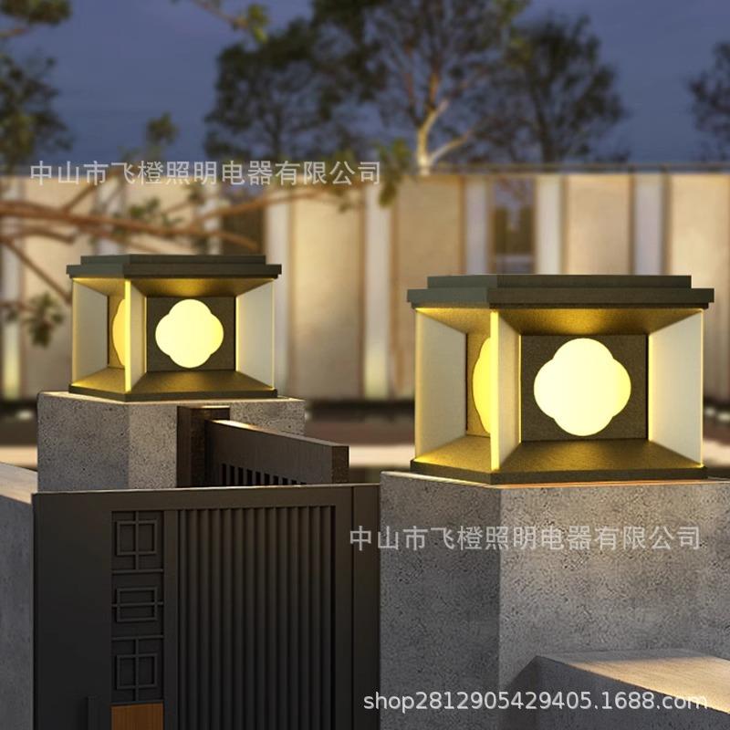 太阳能柱头灯新款户外庭院门柱灯别墅大门两侧柱子灯接电两用围墙 - 图1