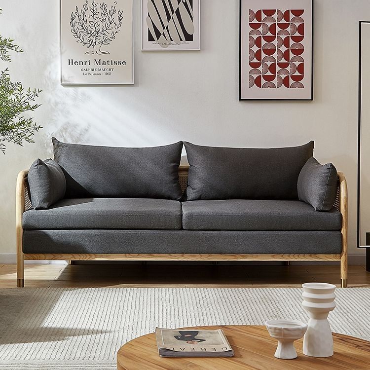 鹿林日式实木藤编双人沙发小户型客厅沙发椅北欧民宿ins三人组合,淘宝优惠券,粉丝福利购,淘宝优惠卷