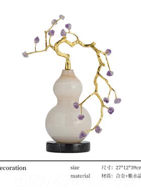 新款高端大气办招公室开运葫芦博架古摆件财玄关装饰品开业乔铜迁