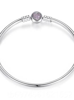 新款原础创圆头手镯diy珠子手基链简链约925纯银饰情侣品小众轻奢