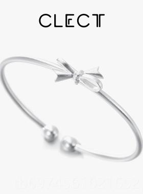 新款clect珂礼里蝴银蝶结银手镯女银年纯轻款银镯子999足实心生日