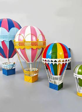 热气球装饰摆件金属吊饰手工艺品摄影酒吧橱窗类道具大型落地摆件