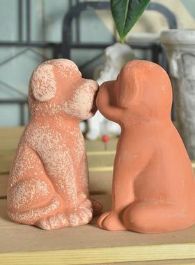 可爱小狗狗摆件庭院红陶花盆户外花园装饰摆饰猫小动物装饰品礼物