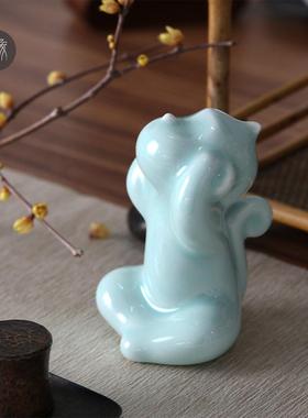 景德镇四不猴陶瓷摆件生肖把玩可爱茶宠玄关创意礼办公室乔迁饰品