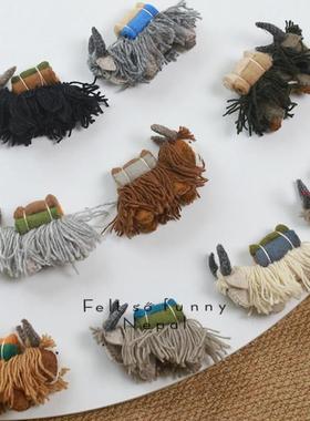尼泊尔进口羊毛毡牦牛玩偶站立摆件可爱呆萌行李装饰创意手工礼物