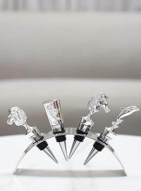 创意马头红酒瓶塞摆件组合套装家居客厅酒柜样板间圣诞瓶塞装饰品