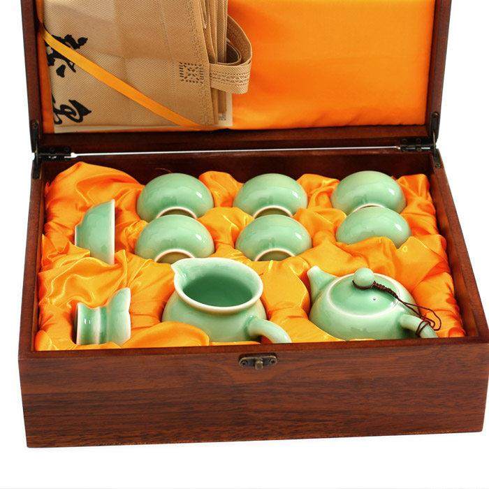 龙泉青瓷冰裂功夫茶套装10件礼盒套装陶瓷葛窑冰裂茶壶茶杯套装,淘宝优惠券,粉丝福利购,淘宝优惠卷