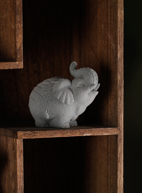 新中式创意大象摆件一对家居玄关茶室书房盆景鱼缸造景神兽工艺品