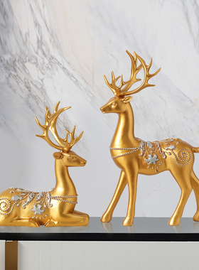 摆件客厅电视柜玄关装饰创意新中式轻奢高级感吉祥梅花鹿家居饰品